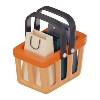 Enhance Your Online Deals with shopping bags shopping baskets Icon. 3D render png