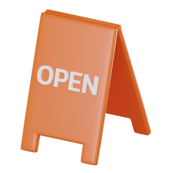 Modern Open Sign for Business Storefronts. 3D render png