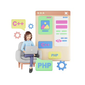 Female Programmer Developing Website 3D Character Illustration - Coding and Web Development png