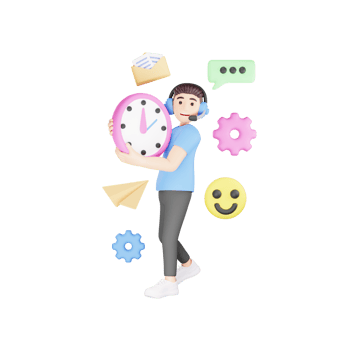 3D Cartoon Character Illustration - Customer Care Timings and Support Hours png