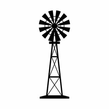 Windmill silhouette vector. Rural building silhouette can be used as icon, symbol or sign. Windmill icon vector for design of farm, village or countryside