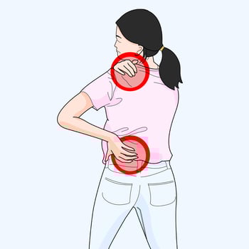 woman having back pain problem injured sprain vector