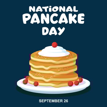National Pancake Day vector. Pancakes with syrup and raspberries vector. vector