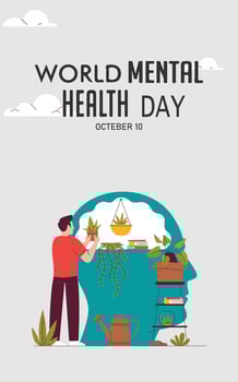 Mental health concept vector illustration. World mental health day. vector design in adobe illustrator.