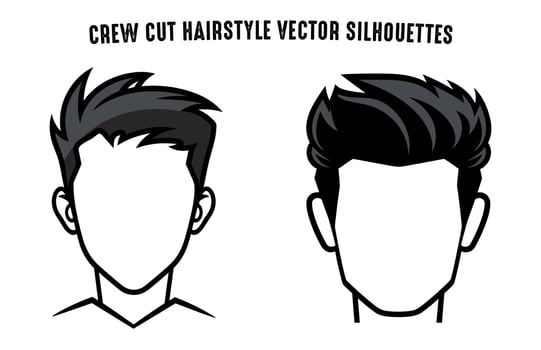 Crew Cut hairstyle haircut silhouettes vector isolated on a white background, Male haircut Clipart