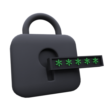 unique 3d locked padlock password black lock icon rendering .Trendy and modern in 3d style. png