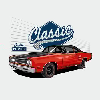 Illustration Classic Red Car The Custom Power vector