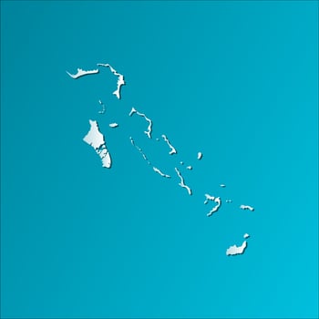 Vector isolated simplified illustration icon with blue silhouette of Bahamas map. Dark blue background