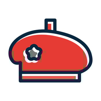 Beret Vector Thick Line Filled Dark Colors