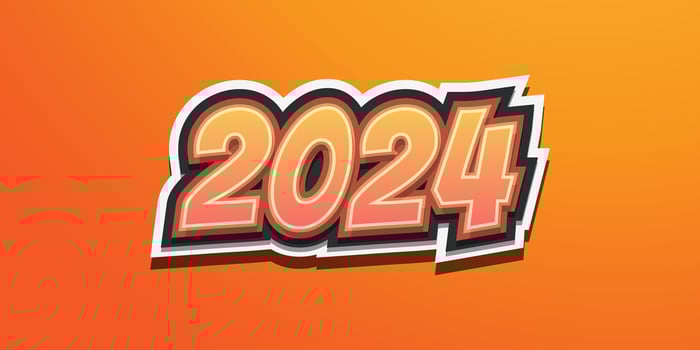 Happy New Year 2024 Design with Vintage Style. Vector Design for Poster, Banner, and Greeting Card