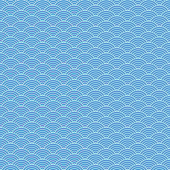 Blue seamless geometric japanese waves pattern Seigaiha-mon vector