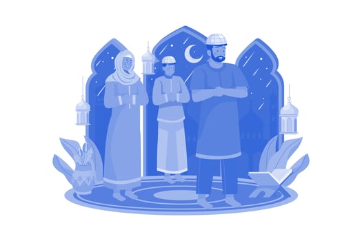Muslim People Praying Together Illustration concept on white background vector