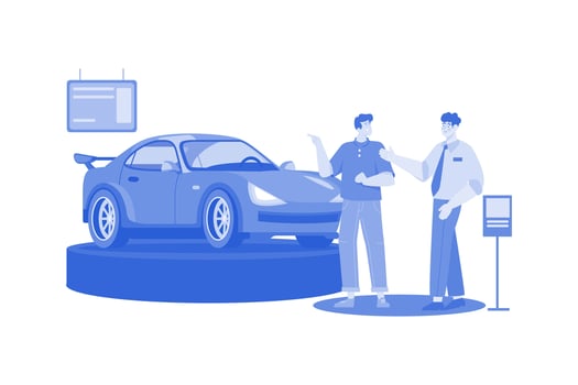 Male Car Agent. Car Dealership Illustration Concept vector