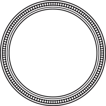 Vector monochrome round byzantine ornament. Circle, border, frame of ancient Greece and Eastern Roman Empire. Decoration of the Russian Orthodox Church