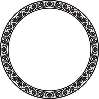 Vector monochrome black round Chinese ornament. Frame, border, circle, ring of Asian peoples of the East.