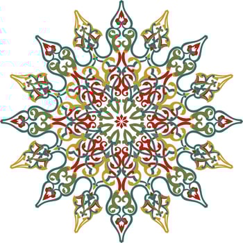 Vector colored round Turkish ornament. Endless Ottoman national circle