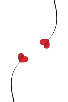 Wavy line with hearts red romantic symbol vector