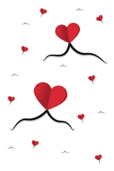Wavy line with hearts red romantic symbol vector
