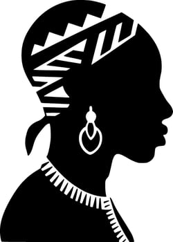 Africa, Black and White Vector illustration