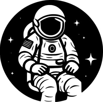 Astronaut - Black and White Isolated Icon - Vector illustration