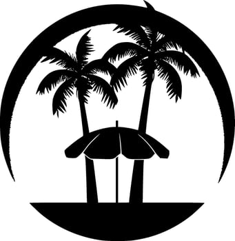 Beach, Black and White Vector illustration