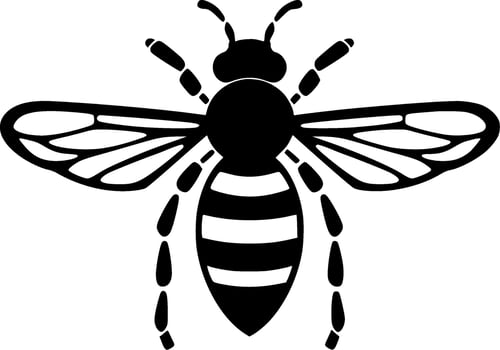 Bee, Black and White Vector illustration