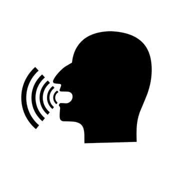 Talking icon. Voice control and interaction. Talking head concept isolated on white background. Vector illustration