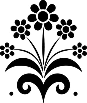Flower, Black and White Vector illustration