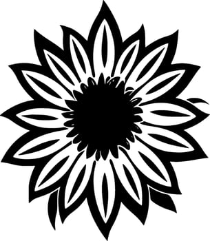 Flower - Black and White Isolated Icon - Vector illustration