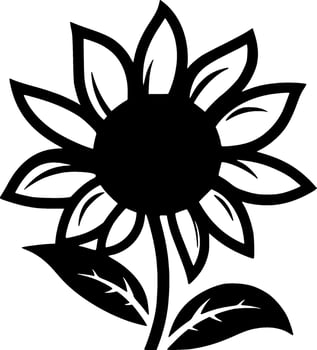 Flower - Black and White Isolated Icon - Vector illustration