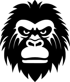Gorilla, Black and White Vector illustration
