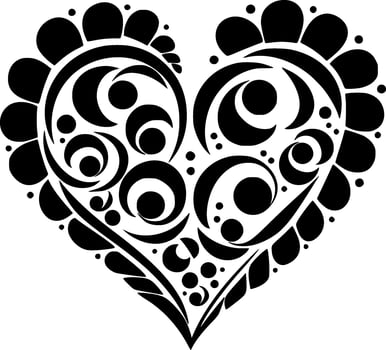 Heart, Black and White Vector illustration