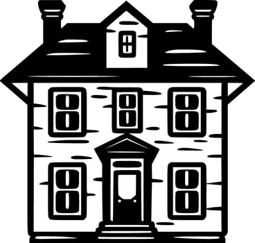 House, Black and White Vector illustration