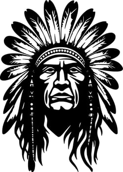 Indian Chief - Minimalist and Flat Logo - Vector illustration