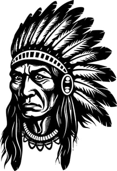 Indian Chief - High Quality Vector Logo - Vector illustration ideal for T-shirt graphic