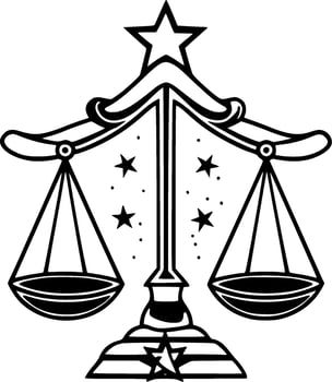 Justice - Black and White Isolated Icon - Vector illustration