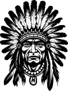 Indian Chief, Minimalist and Simple Silhouette - Vector illustration