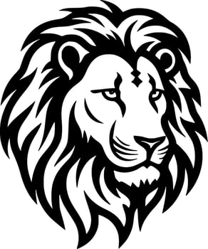 Lion, Black and White Vector illustration