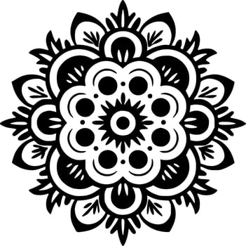 Mandala, Black and White Vector illustration