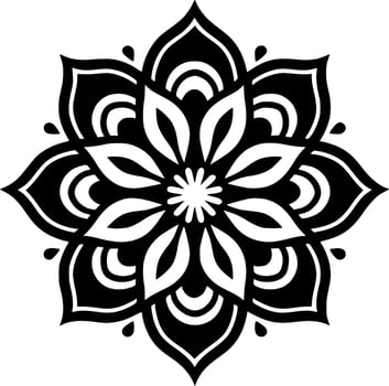 Mandala, Black and White Vector illustration