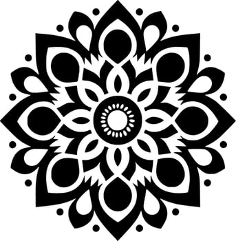 Mandala, Black and White Vector illustration