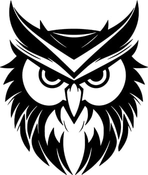 Owl, Black and White Vector illustration