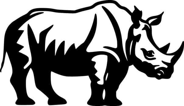 Rhinoceros - Black and White Isolated Icon - Vector illustration