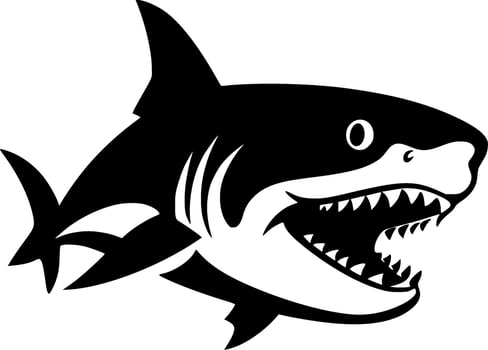 Shark, Black and White Vector illustration