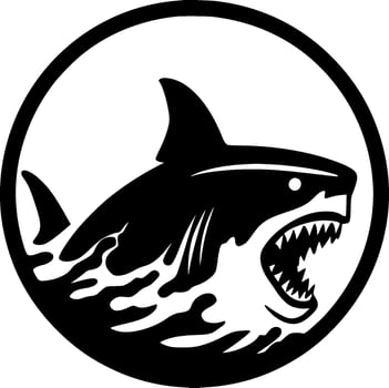 Shark - Black and White Isolated Icon - Vector illustration