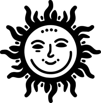 Sun, Black and White Vector illustration