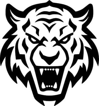 Tiger - Black and White Isolated Icon - Vector illustration