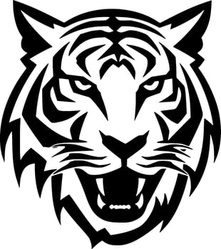 Tiger - Black and White Isolated Icon - Vector illustration