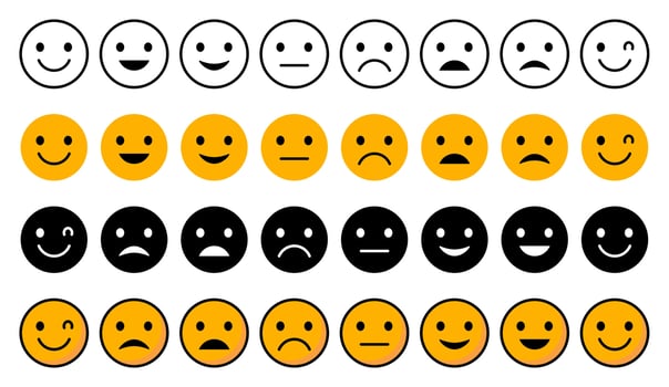 collection of happy and sad face emoji icons. modern vector isolated on white background. designs can be replaced