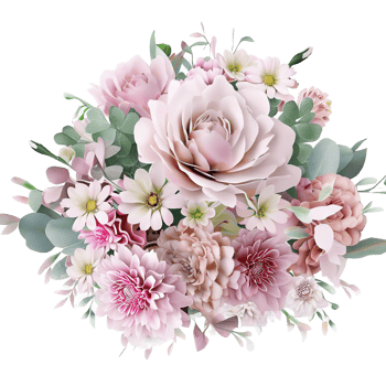AI generated Beautiful bouquet of flowers isolated flowers illustration.gift box Birthday, Wedding, Mother's Day, Valentine's day, Women's Day flowers and leaves for invitation png